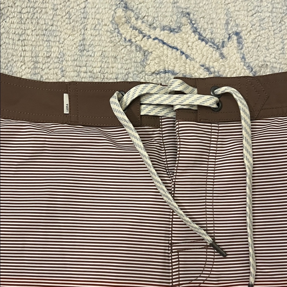 Vuori Men's Striped Brown Swim Board Shorts - Picture 4 of 5